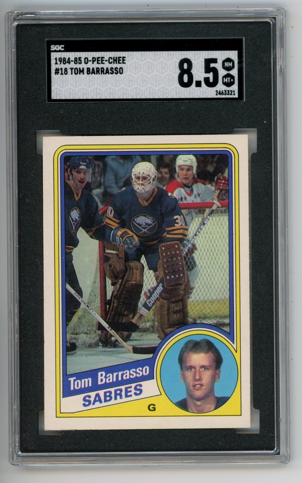 SGC 8.5 Tom Barrasso RC 1984-85 O-Pee-Chee OPC #18 Rookie