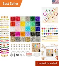 Complete 6mm Glass Beads Jewelry Making Kit - 1400pcs with Charms  Accessories