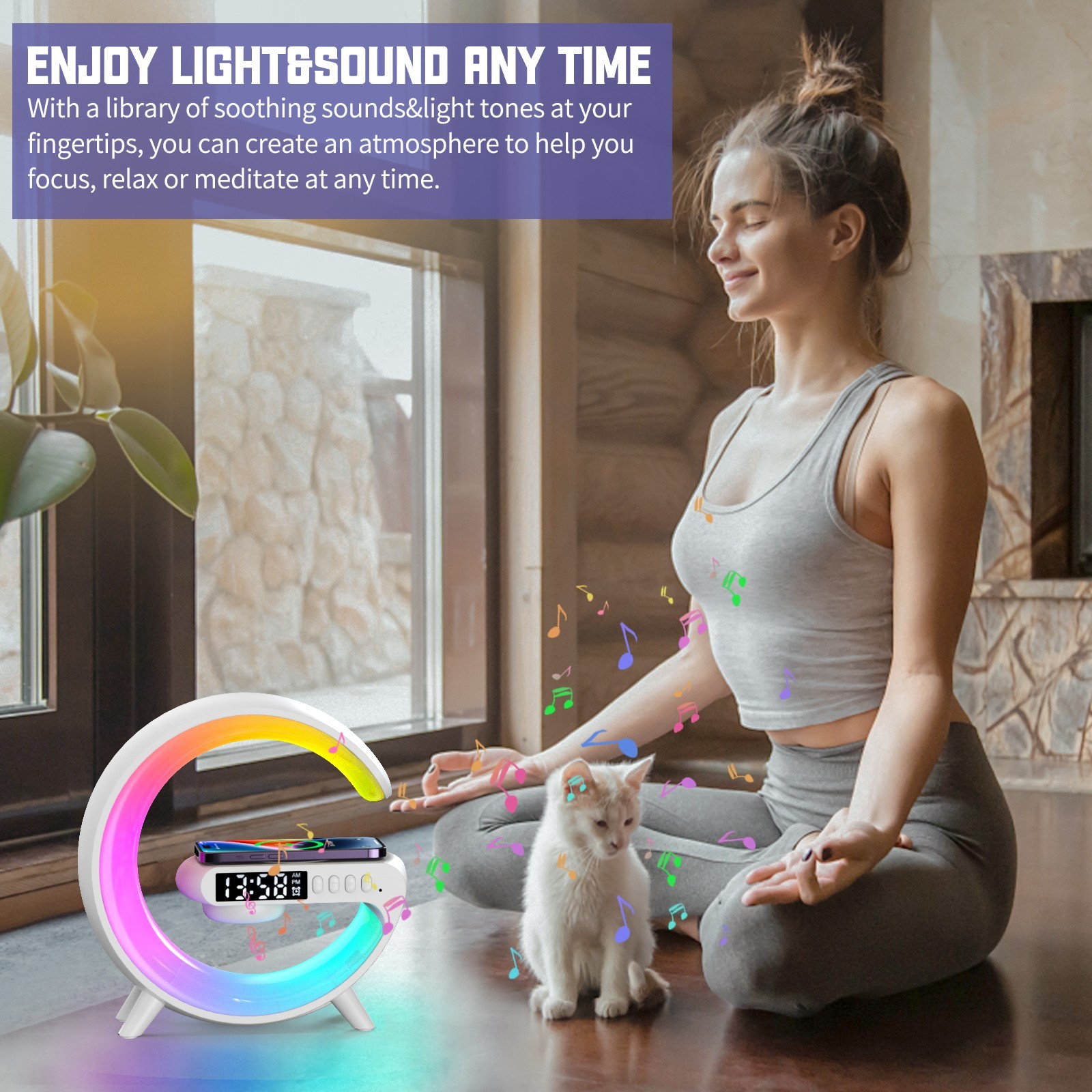 RGB night light Bluetooth speaker fast wireless charging alarm clock desktop dec