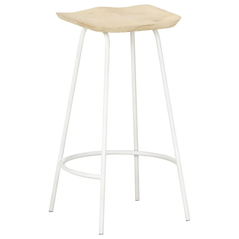 Bar Stool Set of 4 Bleached wood and white - Image 3 of 4