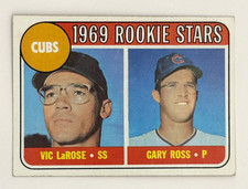 Topps 1969 Rookie Stars #404 Chicago Cubs Vic Larose Gary Ross Rookie Card. rookie card picture