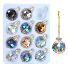 12 Pcs Multicolor Crystal Glass Christmas Balls Ornaments, 0.87" Mini Colorful P