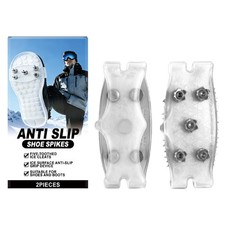 Ice Cleats 2 Pieces Universal Non-Slip Portable Winter Spikes Shoes Boots Ice