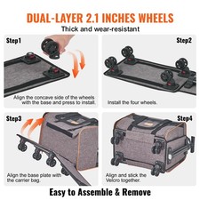 Cat Dog Carrier With Wheels, Airline Approved Rolling Pet Carrier Handle And S