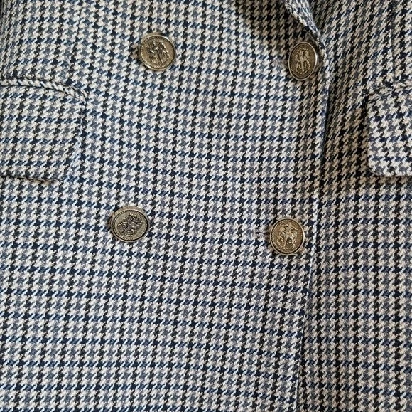 Chaqueta Blazer Zara Pata de Gallo Doble Pecho XS Gris Tostado Blogger Favorita Preppy Foto 3 de 4