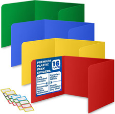 16-Pack Desk Dividers for Students - Durable  Waterproof Plastic Study Carrel D