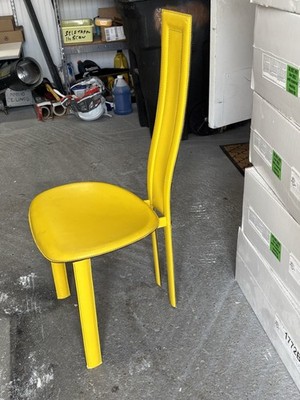 Set of 4 Vintage Calligaris Yellow Italian Sculptural Chairs   Postmodern Style