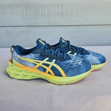 ASICS Novablast 2 Athletic Sneaker Deep Sea Teal Glow Yellow Men SZ 9 Breathable
