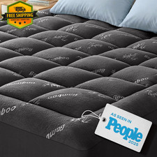 Queen Bamboo Mattress Topper Cooling Pillow Top Mattress Pad Soft