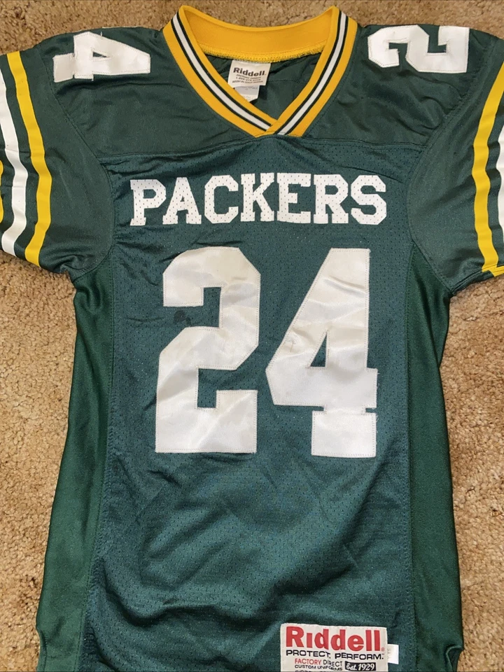 复古 90 年代绿湾包装工队 Riddell 青年球衣 Kurt Warner #24 尺寸 XS — 第 2/4 张图片