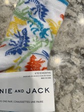 Socks unisex 6-12 months Janie and Jack White with dinosaurs NWT