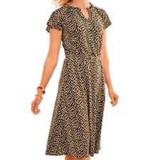 Talbots Womens Jersey Fit & Flare Dress Animal Print Flutter Sleeve Size Medium