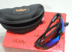 TriEye Cycling Glasses w Rear View Mirror Bike Glasses Left Side Mirror w/ Case