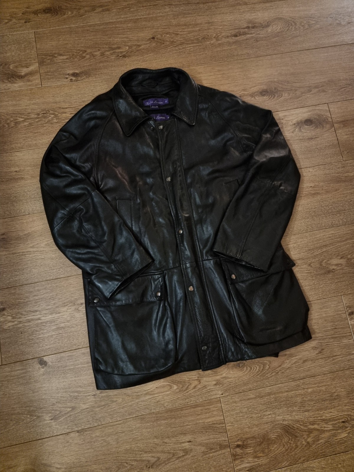 Medium Black Ralph Lauren Purple Label Lambskin Leather Jacket, Removable Liner image 10