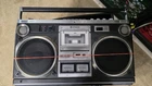 Hitachi TRK-8181H AM/FM Stereo Cassette Recorder RCA/Mic VU Meter Black/Silver