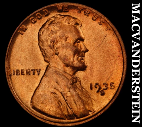1935-D Lincoln Wheat Cent- Choice Gem Brilliant Uncirculated Luster #J4268