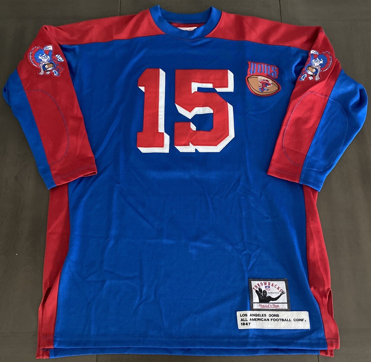 Mitchell & Ness 1947 Los Angeles Dons Blue Red Football Jersey Sz