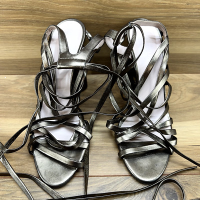 Jill Stuart 8.5 9 EU 39 Strappy Gladiator Tie Heels Bronze Leather