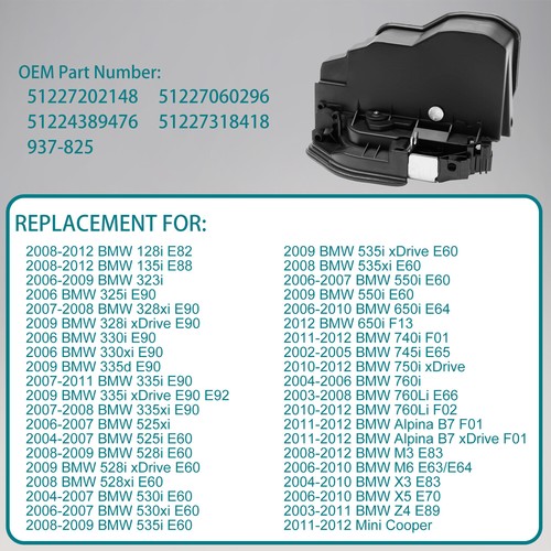for BMW Front right Door Lock Actuator Mechanism Power locks Motor Latch E60 E65