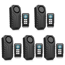 5Pack Wireless Motorcycle Bike Alarm 113dB Anti-Theft Vibration Bicycle w/Remote