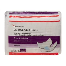 Cardinal Health, Quilted Adult Briefs, Wings™ Overnight, Medium, 32" - 44"