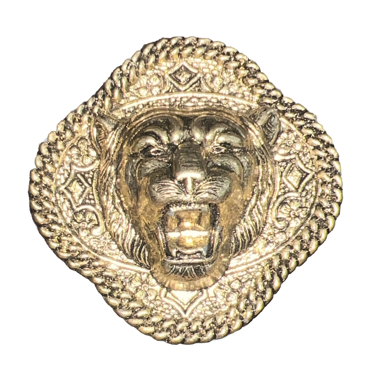 Authentic VTG 80s Goldtone Roaring Lion Head Buckle Belt BB Berkeley Signed Blue Gold Tone ROARING Lion main image 2
