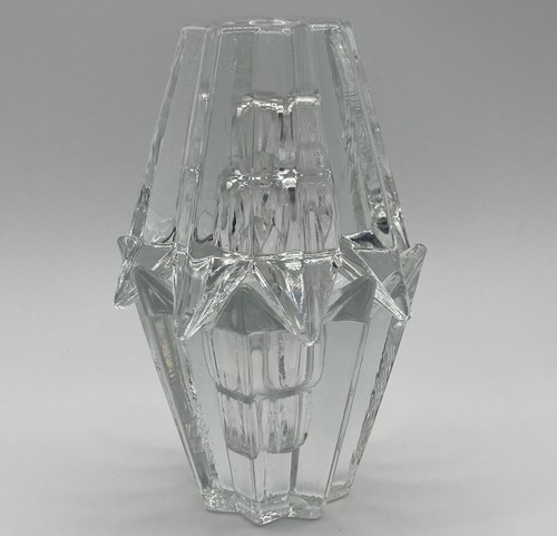 Juego de 2 candelabros de pilar Art Deco de vidrio transparente estrella puntiaguda de colección - Imagen 5 de 5