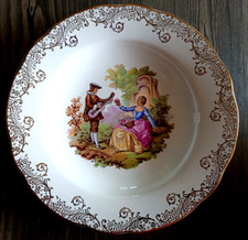 assiette creuse FRAGONARD dorure doré sérénade guitare porcelaine Marquis Digoin