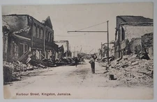 Jamaica Postcard Early 1900s Rare HTF Kingston Harbour Street Earthquake Damage 