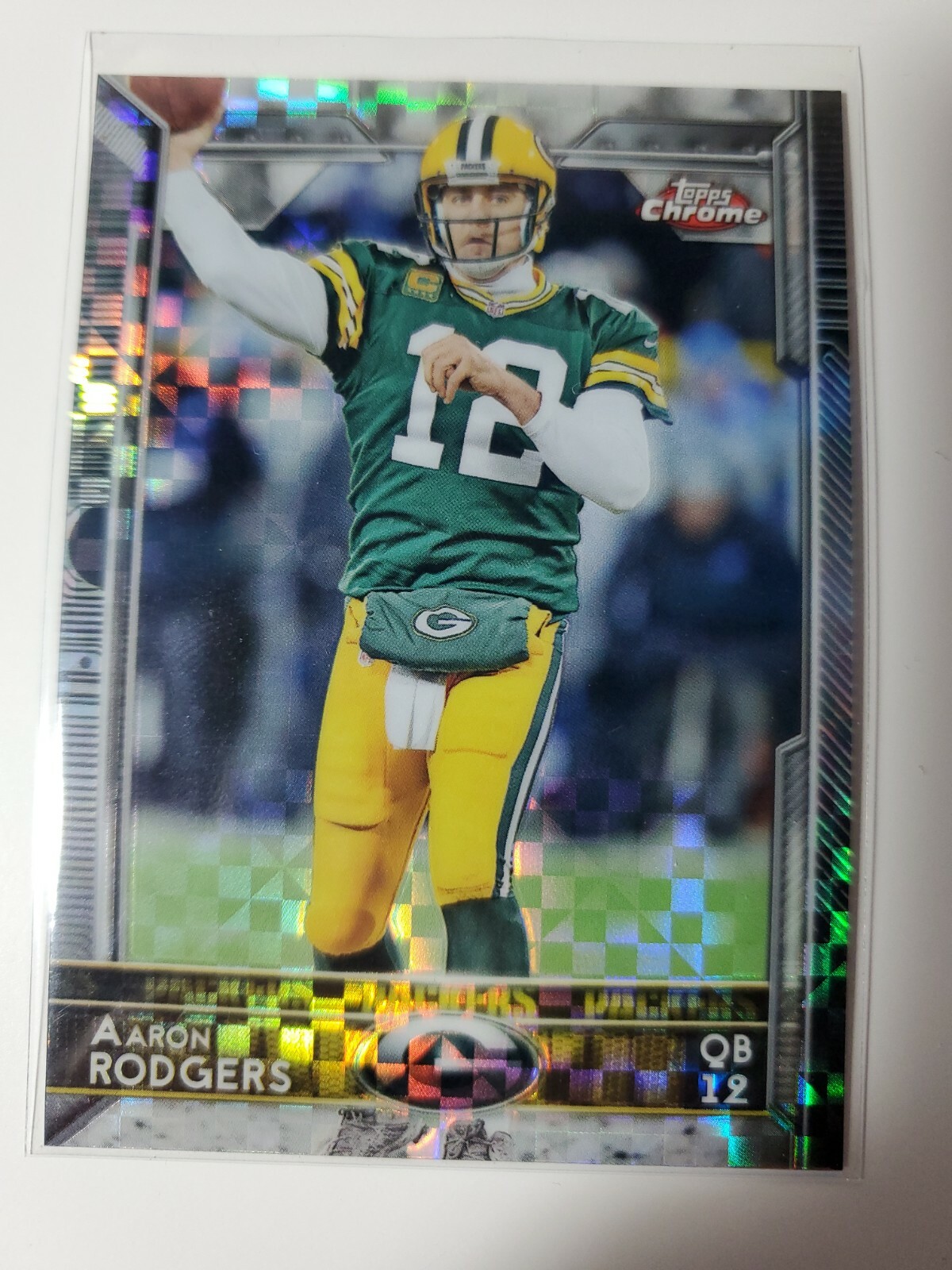 2015 Topps Chrome Aaron Rodgers PULSAR REFRACTOR card #2