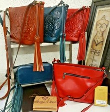 Patricia Nash medium Voletta Rose Tooled Leather Top Zip Crossbody Bag NWT 249