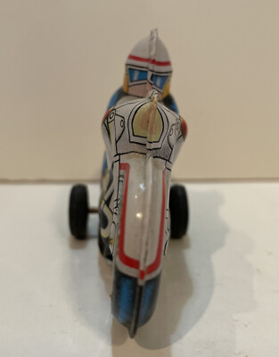 Vintage Tin Friction Police Motorcycle Toy Made in Japan 4” READ