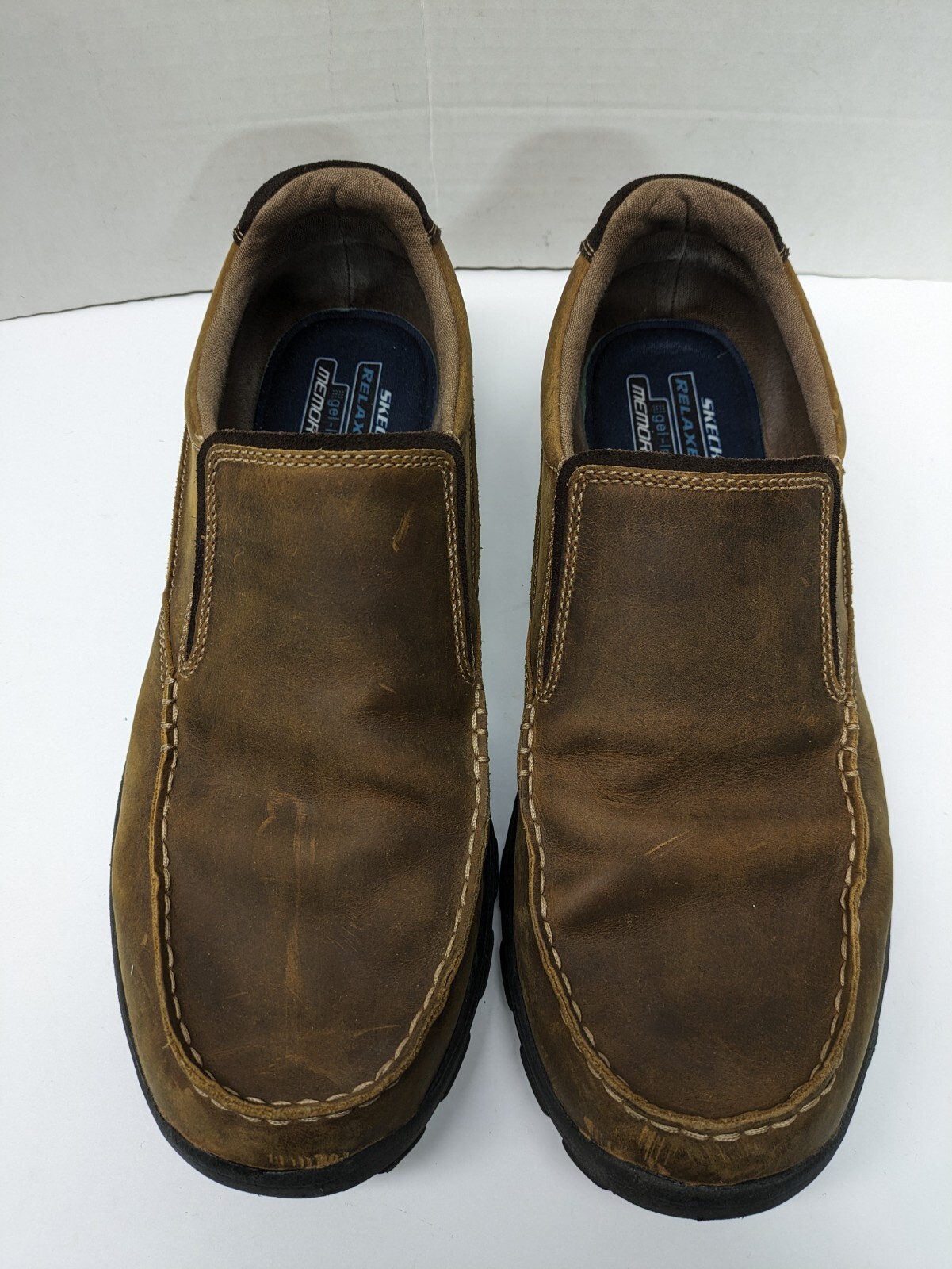 Skechers Mens BraverRayland Slip On Loafers Shoes Dark Brown Leather