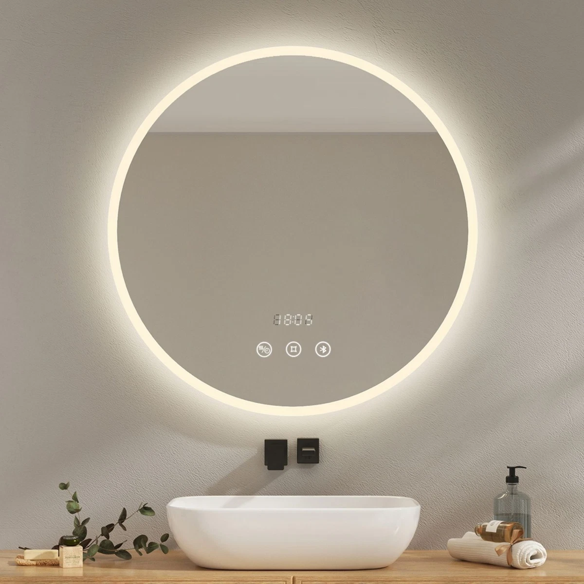 Bathroom mirror with sale bluetooth and lights