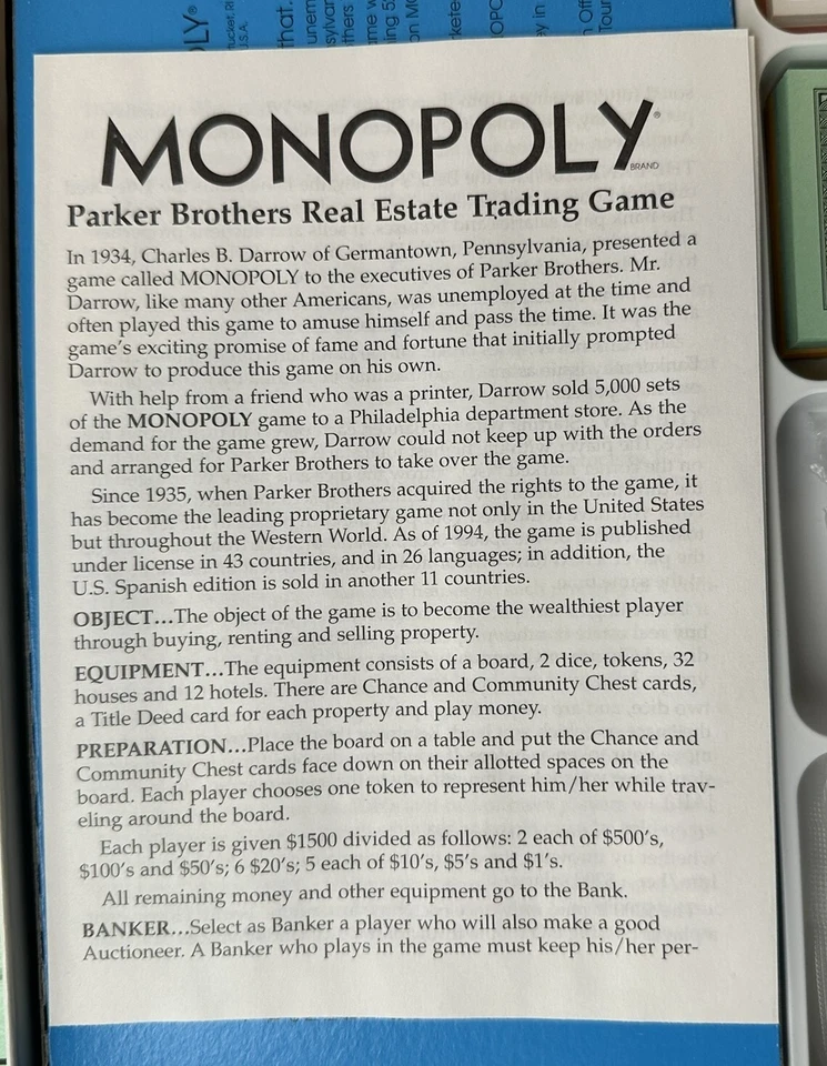 1985 Monopoly Game by Parker Brothers New Old Stock Pieces Sealed FREE SHIPPING - Image 3 of 4