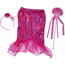 PINKES KINDER MEERJUNGFRAUEN KOSTÜM / Mädchen Nixen Rock Haarreif Zepter 104-116