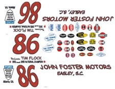  86 Tim Flock 1956 Ford John Foster Motors 1/64th Scale Nascar Waterslide Decals