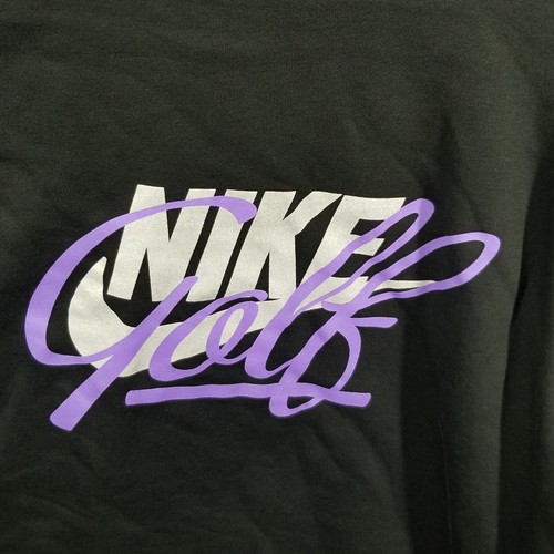 Mens L Nike Sportswear Club Fleece Hoodie Sweatshirt Golf Script Black Purple - Picture 10 of 13