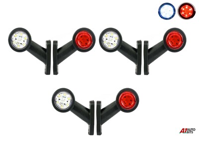 6x Kurz Schaft 12V 24V Seite LED Rot & Weiß Marker Lichter Lkw Anhänger Fahrwerk