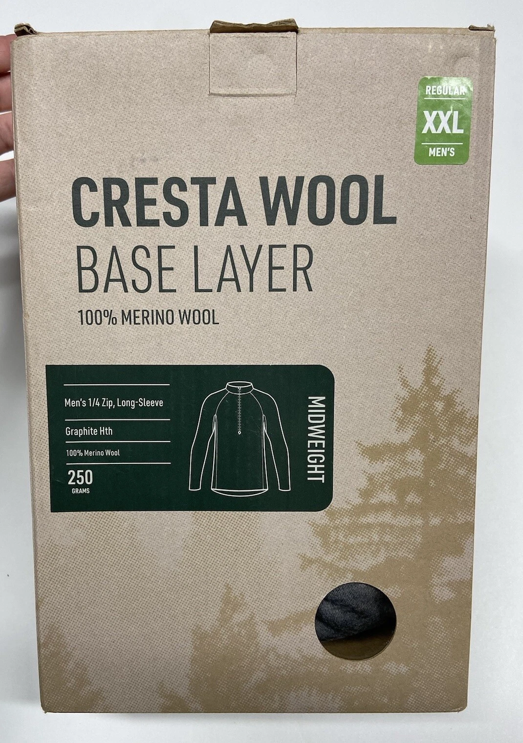 LL Bean Baselayer XXL 100% Merino Wool Cresta Midweight 250 Quarter Zip Top