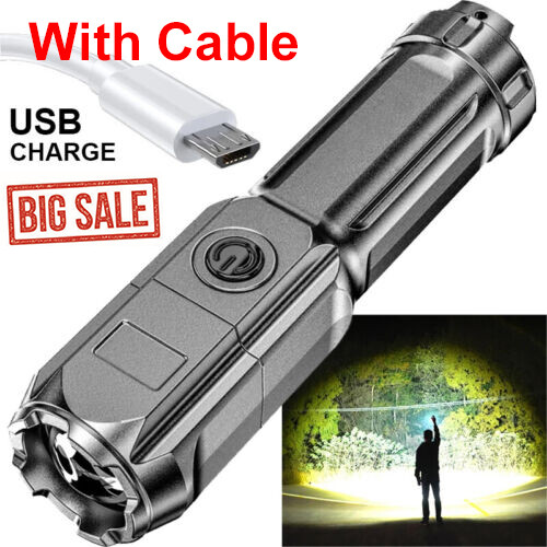 Rechargeable 990000LM LED Flashlight Tactical Police Super Bright Torch Zoomable - Picture 1 of 9