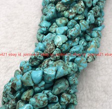 100 Natural 6mm-20mm Blue Turquoise Irregular Gemstone Loose Beads 15" AAA