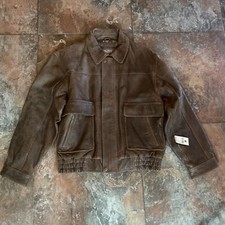 LEATHER BROWN SOFT THICK BOMBER JACKET NWT SIZE M