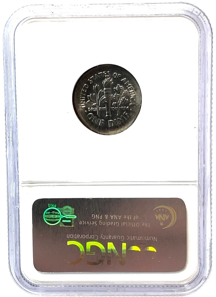 1996-P BROADSTRUCK DIME NGC Mint Error MS66 Roosevelt 10c Coin. - Image 4 of 4