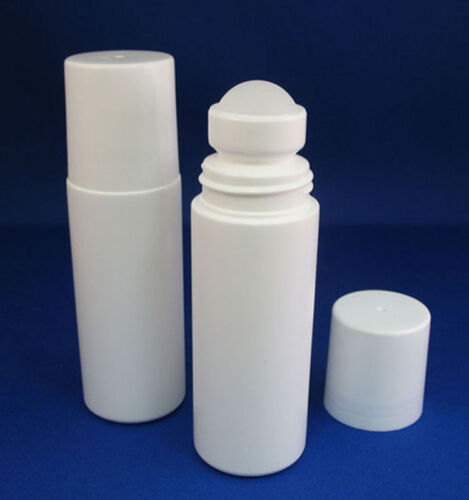 5 sets Empty WHITE 3oz 100ml Roll-On Rollon Bottle Cap Ball Pain Relief  - Picture 1 of 1