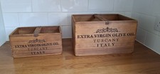 Rustic Wooden Storage Boxes Crate Finest Olive Oil Kitchen  1 x big & 1 x small