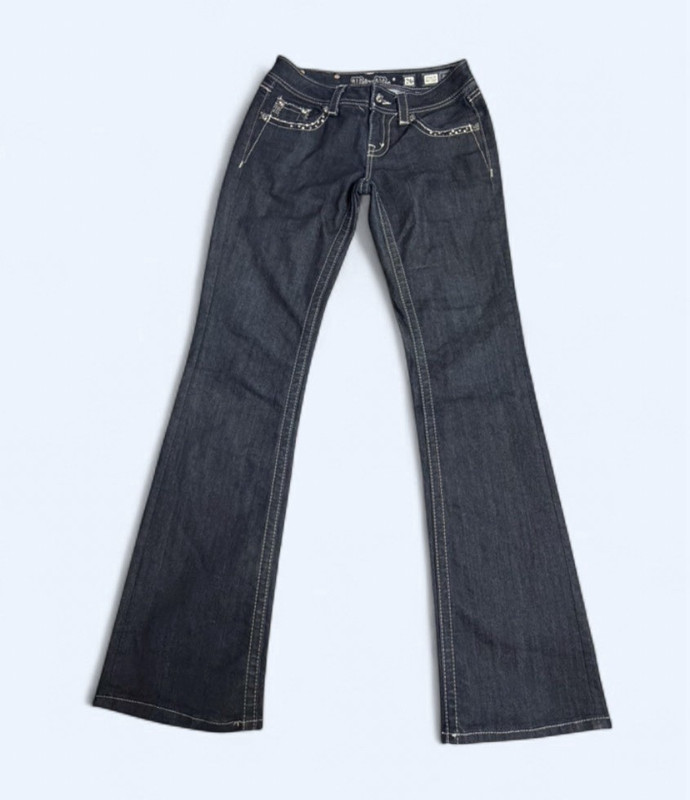 Miss Me Women’s Dark Wash Bootcut Jeans Embellished Studded 5-Pocket 26