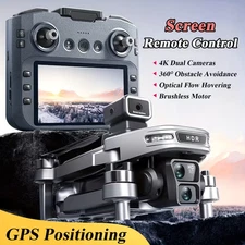 Foldable GPS Drone with 4.5" RC Screen, 4K Dual Cameras Brushless RC Quadcopter