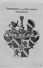 1820 Brussels Schaubeck Coat Of Arms Heraldry Copper Engraving