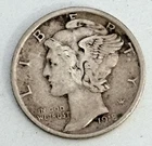 1918 D Mercury 90% Silver Dime XF Extra Fine